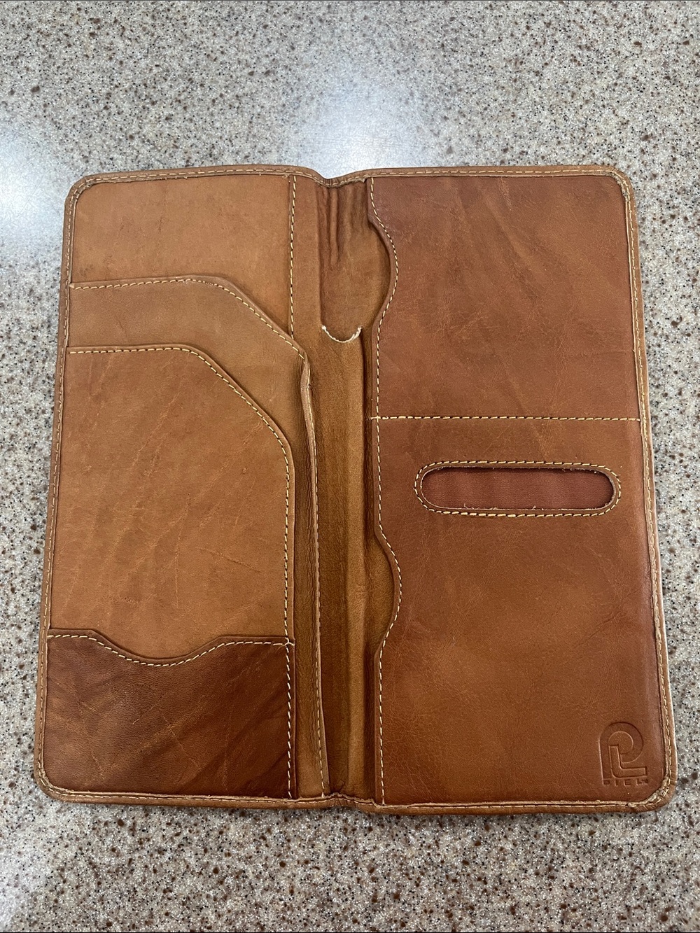 Slim Brown Cowhide Leather Travel Organizer Passport Card Portfolio Wallet Mens